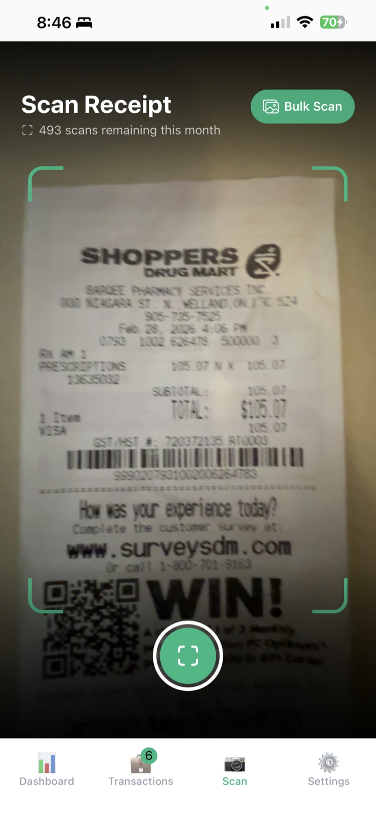 Loonie Logs AI receipt scanning